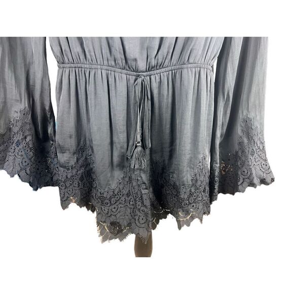 Kendall Kylie black lace romper stomper long flutter sleeve woman’s small - Picture 3 of 6